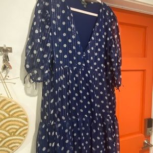 Super cute, navy/white polka dot dress - 2x, NWOT